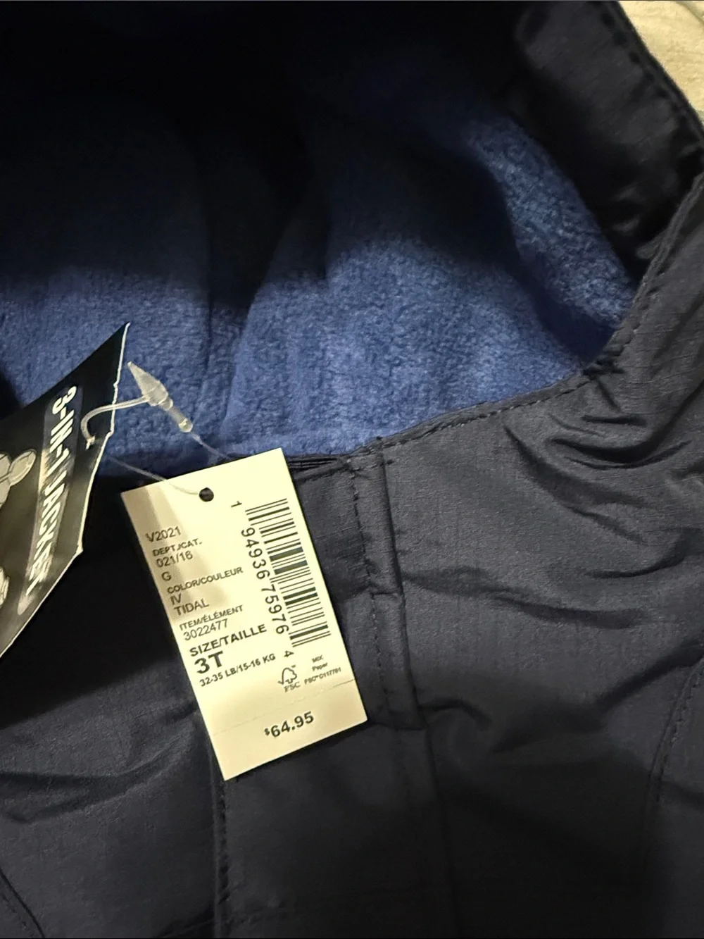 The Children's Place Two-Tone Navy and Royal Blue Hooded winter Jacket